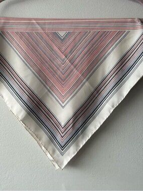 Guillemin Paris Vintage Striped Pink and Black Silk Scarf